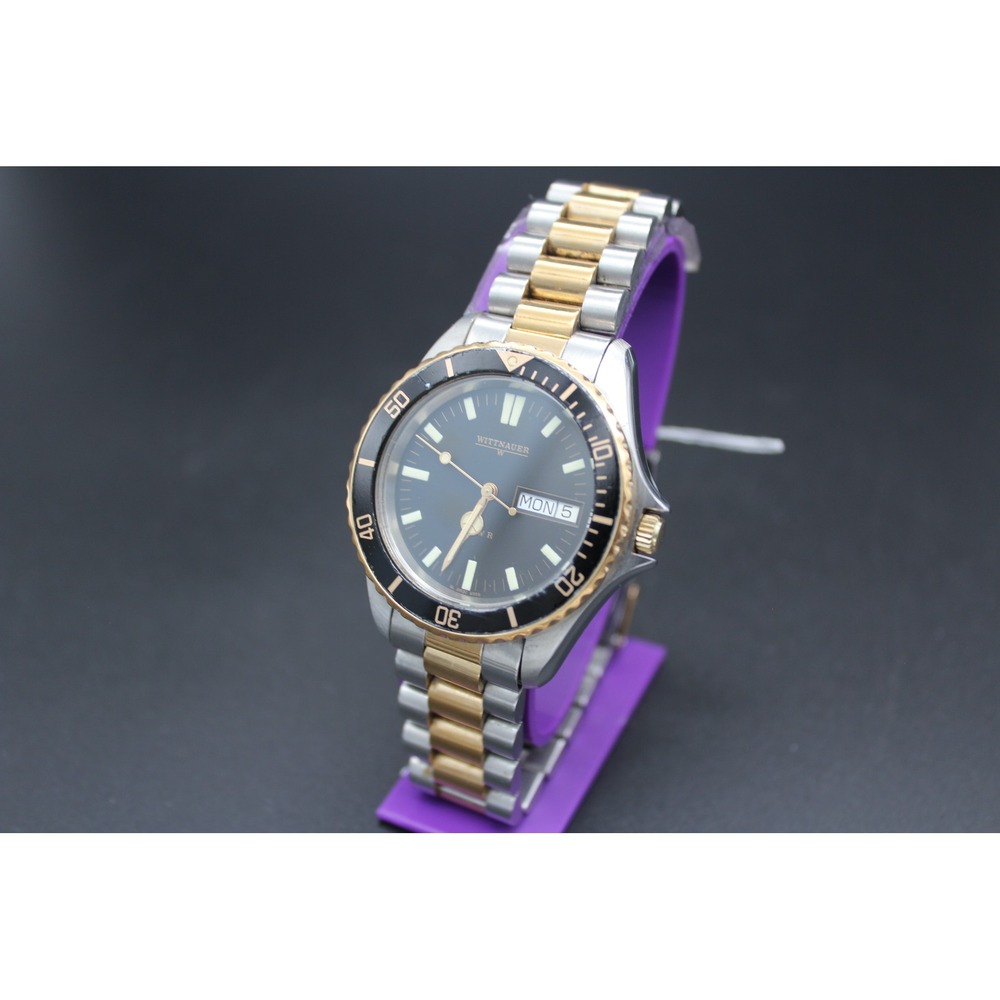 Vintage Wittnauer QWR Day-Date Diver Style Quartz Watch Two Tone – New Crystal